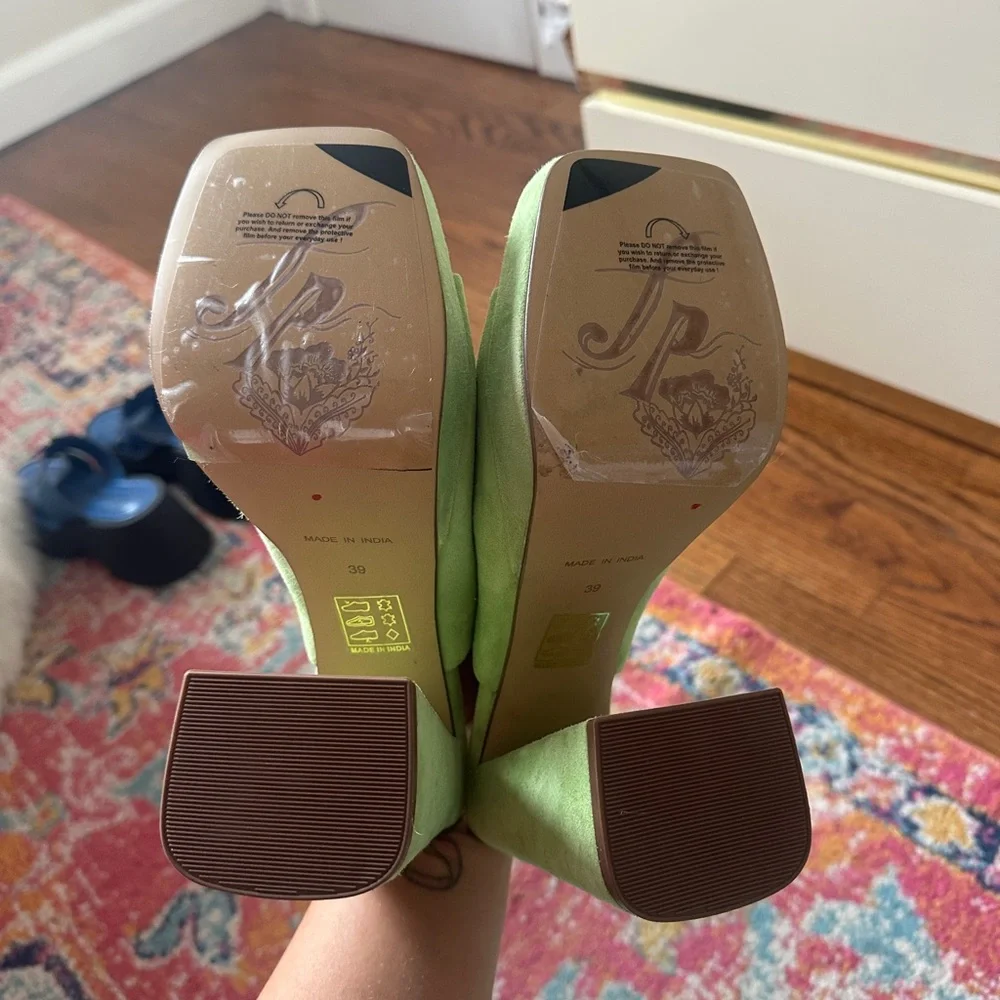 Free People Lime Green Suede Mules - Picture 4 of 4